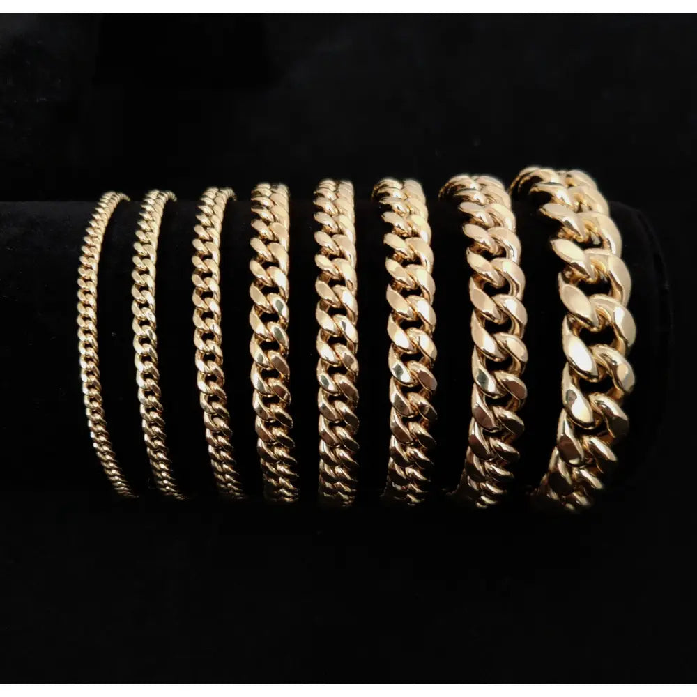 10K Real Gold Miami Cuban Chain Bracelet , 10K Yellow Gold 3-11.5 Mm Men and Women,10K Gold Chain,10K Real Gold Miami Cuban Bracelet