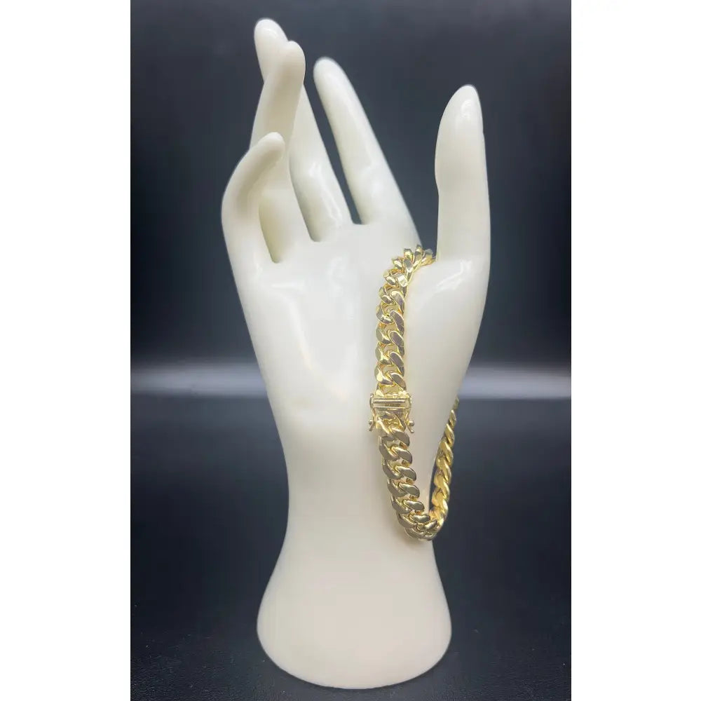 10K Real Gold Miami Cuban Chain Bracelet , 10K Yellow Gold 3-11.5 Mm Men and Women,10K Gold Chain,10K Real Gold Miami Cuban Bracelet
