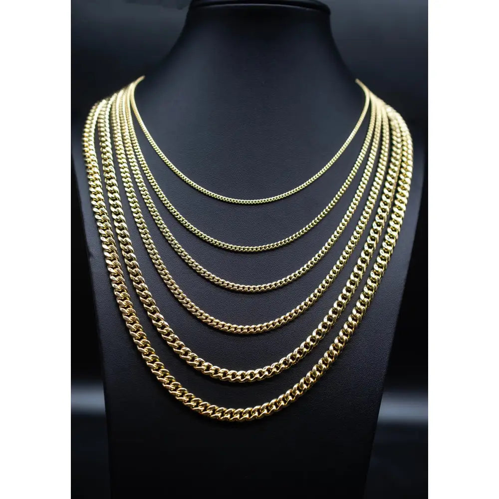10K Real Gold Miami Cuban Link Chain Necklace and Bracelet,10K Gold Miami Cuban 2Mm - 6.8Mm, 10K Gold Chain, Real Gold Men and Women Chain