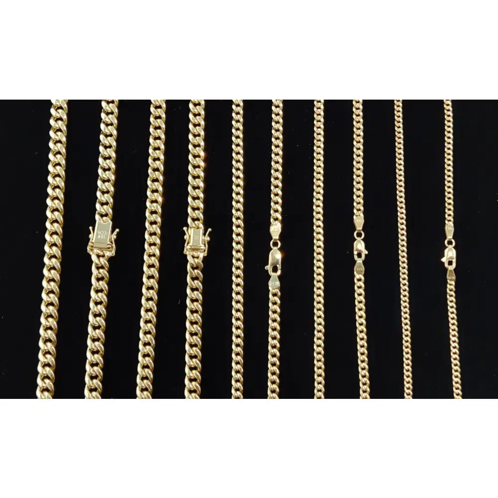 10K Real Gold Miami Cuban Link Chain Necklace and Bracelet,10K Gold Miami Cuban 2Mm - 6.8Mm, 10K Gold Chain, Real Gold Men and Women Chain