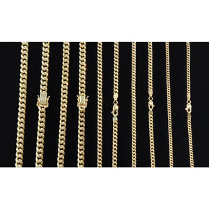 10K Real Gold Miami Cuban Link Chain Necklace and Bracelet,10K Gold Miami Cuban 2Mm - 6.8Mm, 10K Gold Chain, Real Gold Men and Women Chain