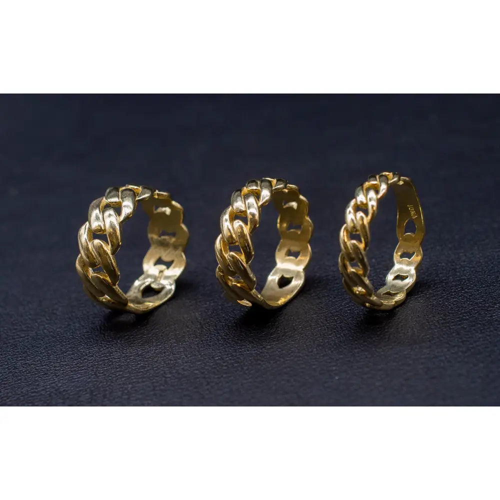 10K Real Yellow Gold Miami Cuban Chain Ring, 5.5Mm 7.5Mm 9.5Mm, Solid 10K Gold Ring for Men and Women, 10K Solid Gold Miami Cuban Ring