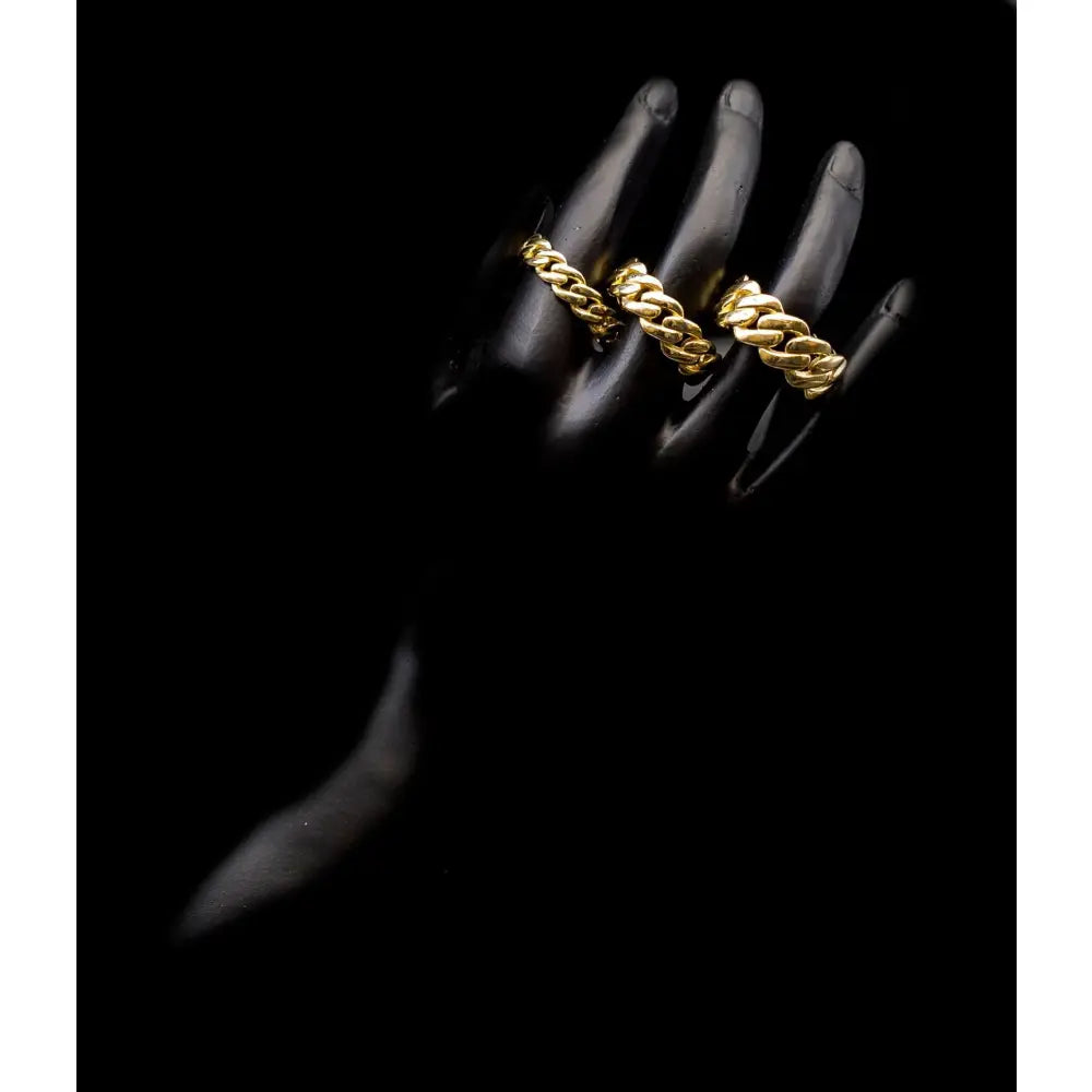 10K Real Yellow Gold Miami Cuban Chain Ring, 5.5Mm 7.5Mm 9.5Mm, Solid 10K Gold Ring for Men and Women, 10K Solid Gold Miami Cuban Ring