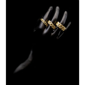 10K Real Yellow Gold Miami Cuban Chain Ring, 5.5Mm 7.5Mm 9.5Mm, Solid 10K Gold Ring for Men and Women, 10K Solid Gold Miami Cuban Ring