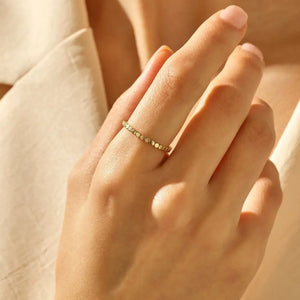 10K Solid Gold Bead Ring: Dainty Handmade Stacking Ring
