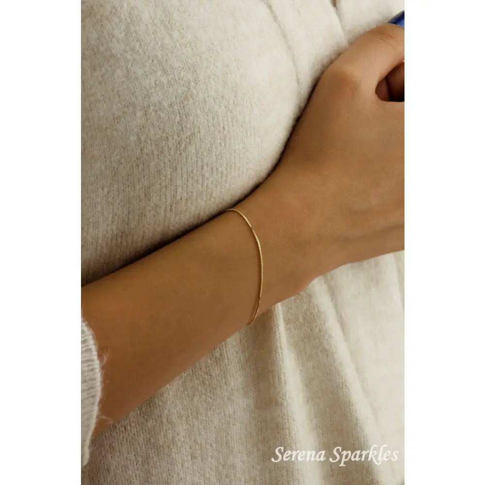 10K Solid Gold Box Chain Bracelet, Box Gold Chain Bracelet, Dainty Gold Bracelet, Layering Gold Bracelet, Stackable Gold Bracelet for Women
