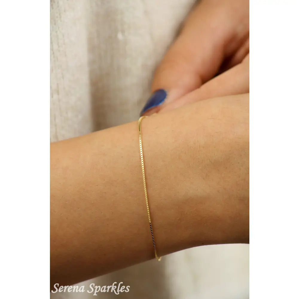 10K Solid Gold Box Chain Bracelet, Box Gold Chain Bracelet, Dainty Gold Bracelet, Layering Gold Bracelet, Stackable Gold Bracelet for Women