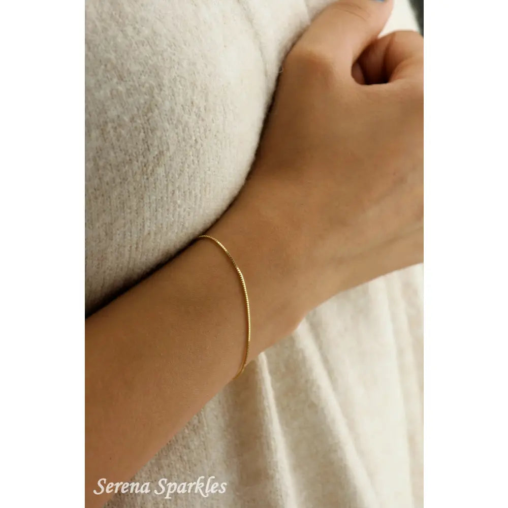 10K Solid Gold Box Chain Bracelet, Box Gold Chain Bracelet, Dainty Gold Bracelet, Layering Gold Bracelet, Stackable Gold Bracelet for Women