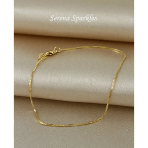 10K Solid Gold Box Chain Bracelet, Box Gold Chain Bracelet, Dainty Gold Bracelet, Layering Gold Bracelet, Stackable Gold Bracelet for Women