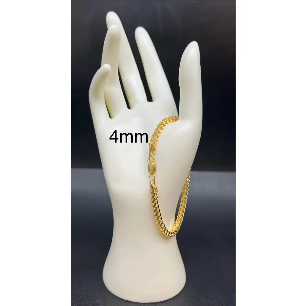 10K SOLID Gold Franco Chain Bracelet, 10K Gold Bracelet,Women Men,2Mm 2.8Mm 10K Gold Chain,Heavy Real Gold 10K Bracelet, Men and Women