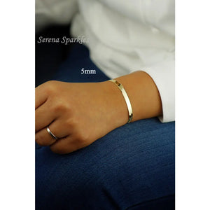 10K Solid Gold Herringbone Chain Bracelet Made in Italy, Real Gold Snake Chain Bracelet 3Mm, 4Mm, 5Mm