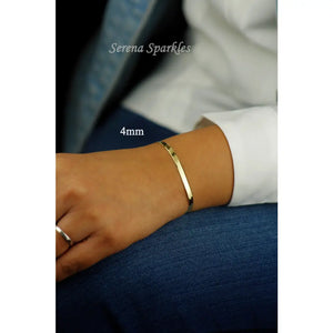 10K Solid Gold Herringbone Chain Bracelet Made in Italy, Real Gold Snake Chain Bracelet 3Mm, 4Mm, 5Mm