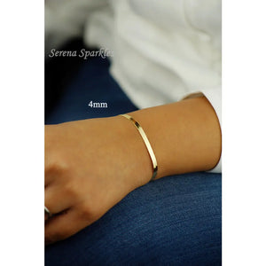 10K Solid Gold Herringbone Chain Bracelet Made in Italy, Real Gold Snake Chain Bracelet 3Mm, 4Mm, 5Mm