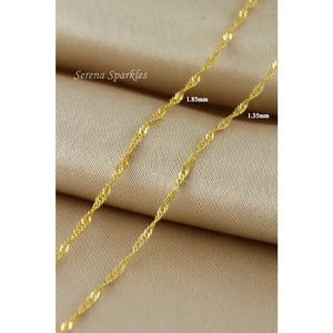 10K Solid Gold Twisted Chain Anklet, Real Gold Singapore Chain Anklet, Dainty Chain Anklet for Everyday, Gold Anklet for Women
