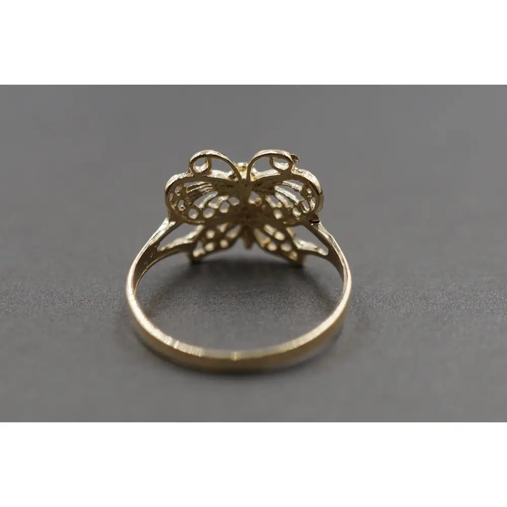 10K Solid Yellow Gold 0.45" Diamond Cut Butterfly Band Ring.