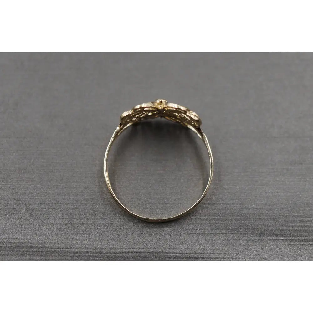 10K Solid Yellow Gold 0.45" Diamond Cut Butterfly Band Ring.