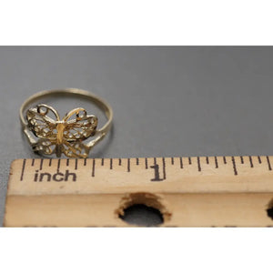 10K Solid Yellow Gold 0.45" Diamond Cut Butterfly Band Ring.