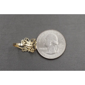 10K Solid Yellow Gold 0.45" Diamond Cut Butterfly Band Ring.