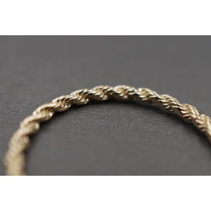 10K Solid Yellow Gold 1.6MM Dainty Rope Trim Band Ring.
