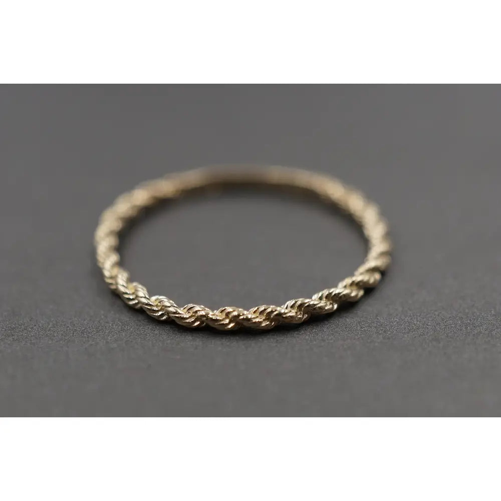 10K Solid Yellow Gold 1.6MM Dainty Rope Trim Band Ring.