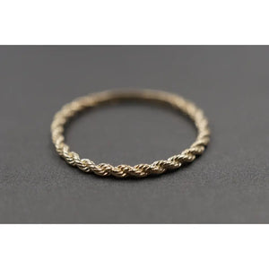 10K Solid Yellow Gold 1.6MM Dainty Rope Trim Band Ring.