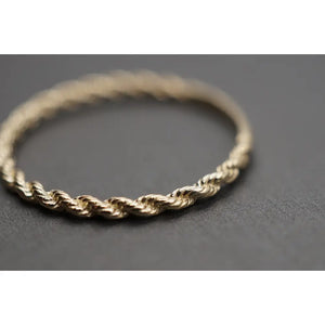 10K Solid Yellow Gold 1.6MM Dainty Rope Trim Band Ring.