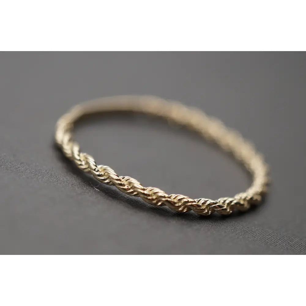 10K Solid Yellow Gold 1.6MM Dainty Rope Trim Band Ring.