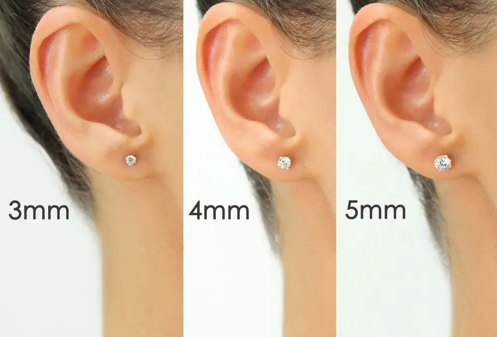 10K White Gold Classic Solitaire Stud Earrings with Pushbacks