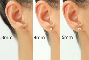 10K White Gold Classic Solitaire Stud Earrings with Pushbacks