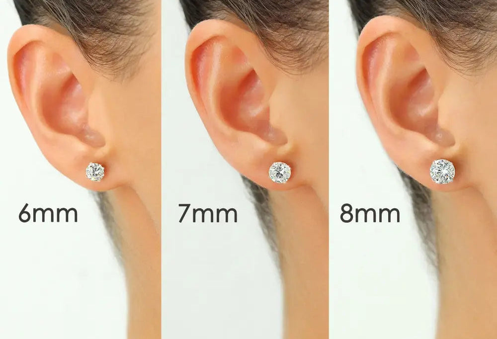 10K White Gold Classic Solitaire Stud Earrings with Pushbacks