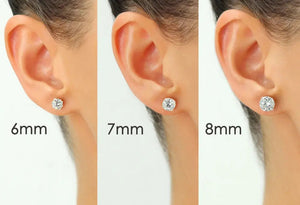 10K White Gold Classic Solitaire Stud Earrings with Pushbacks