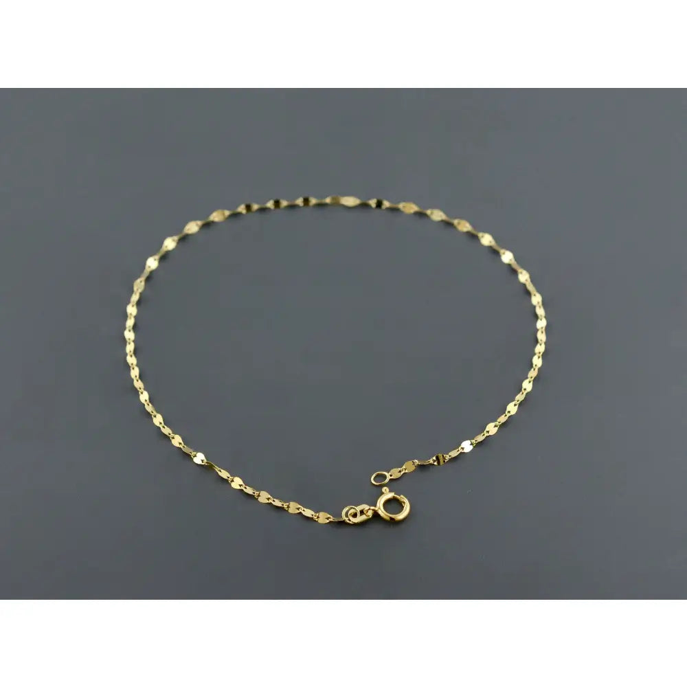 10K YELLOW GOLD ANKLET | 1.9MM Wide | Polished Marine Link 9 Inch Anklet | Spring Ring Clasp | Free Shipping 1-Day | Gift Box Included