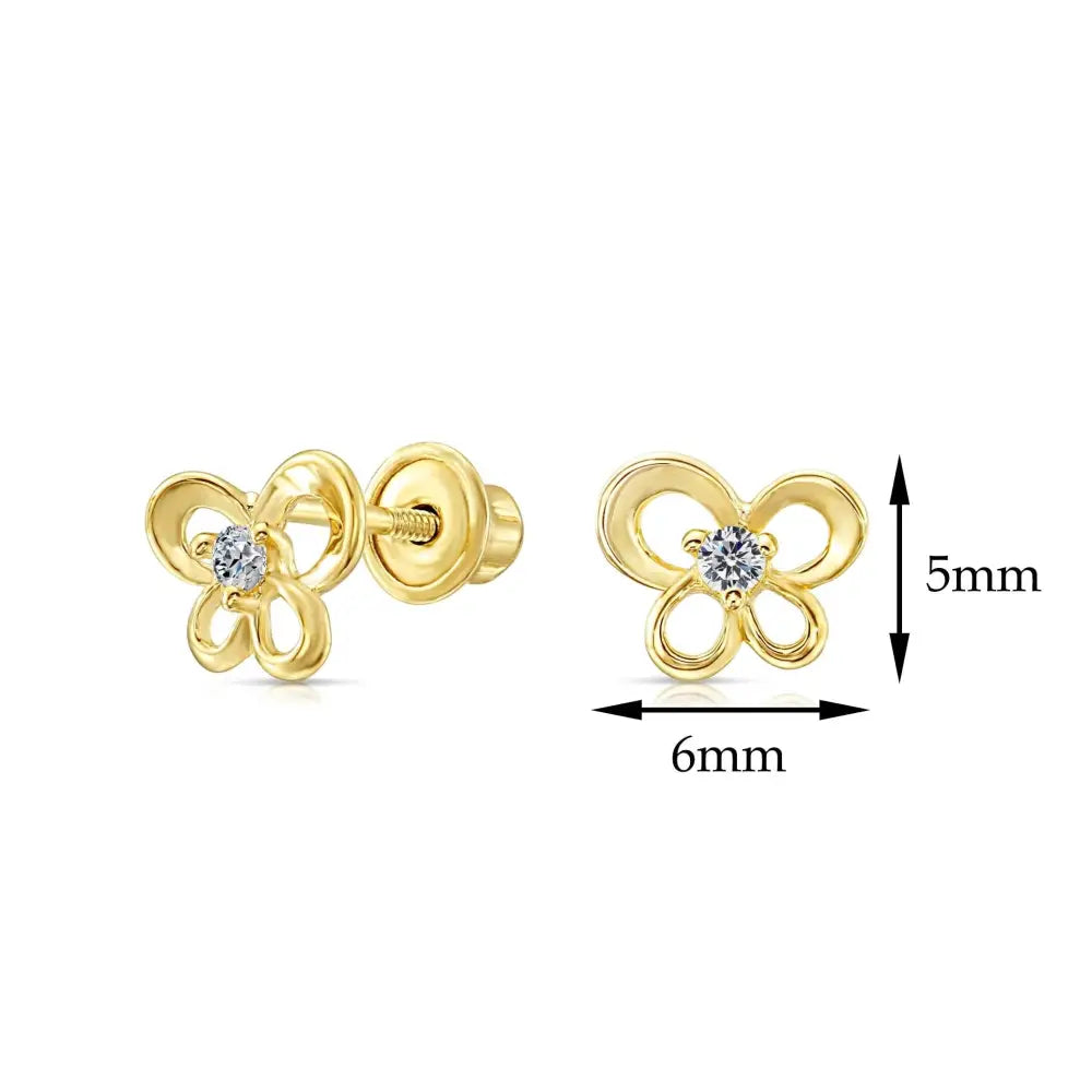 10K Yellow Gold Butterfly Stud Earrings