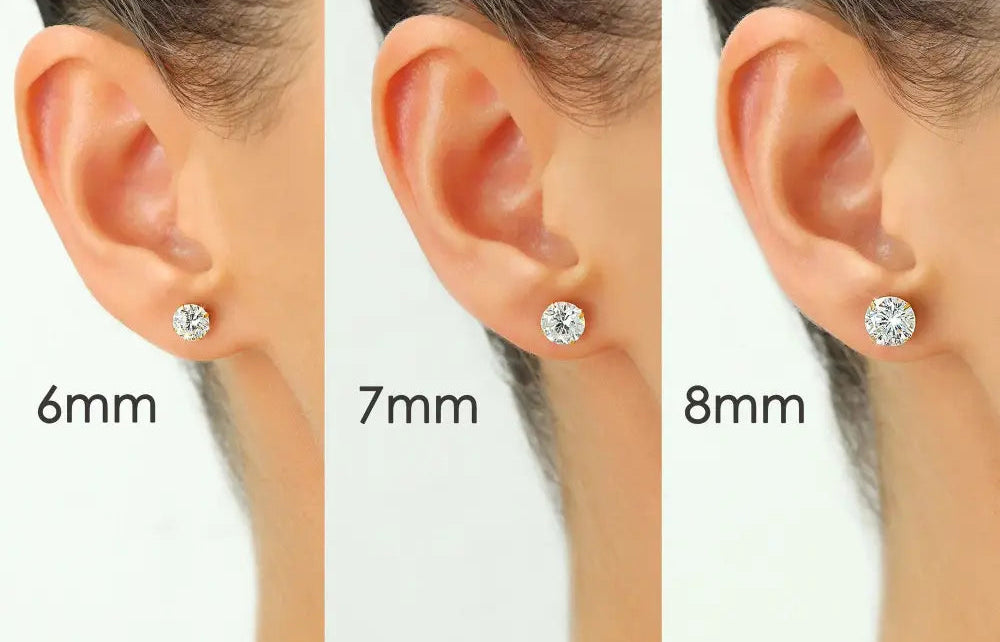 10K Yellow Gold Classic Solitaire Stud Earrings with Pushbacks