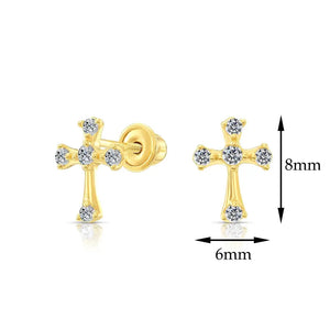 10K Yellow Gold Cross Stud Earrings