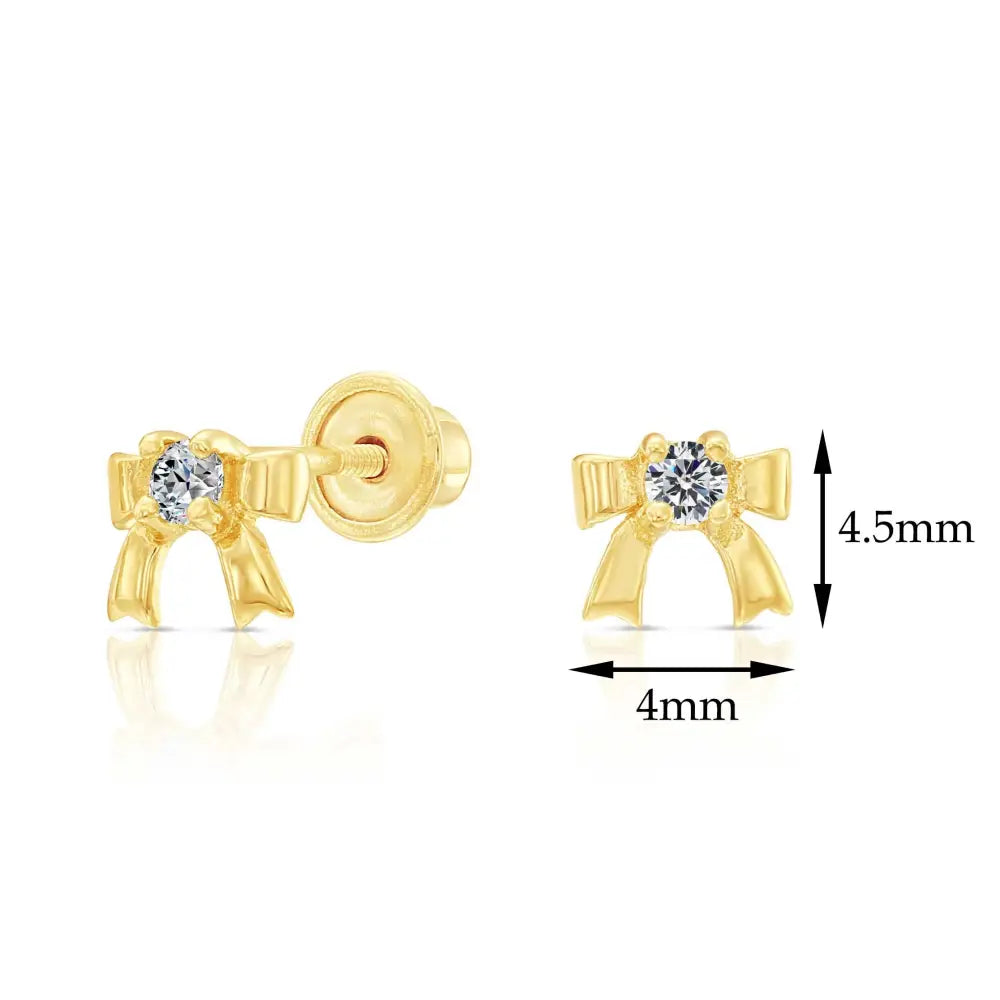 10K Yellow Gold Dainty Bow Stud Earrings