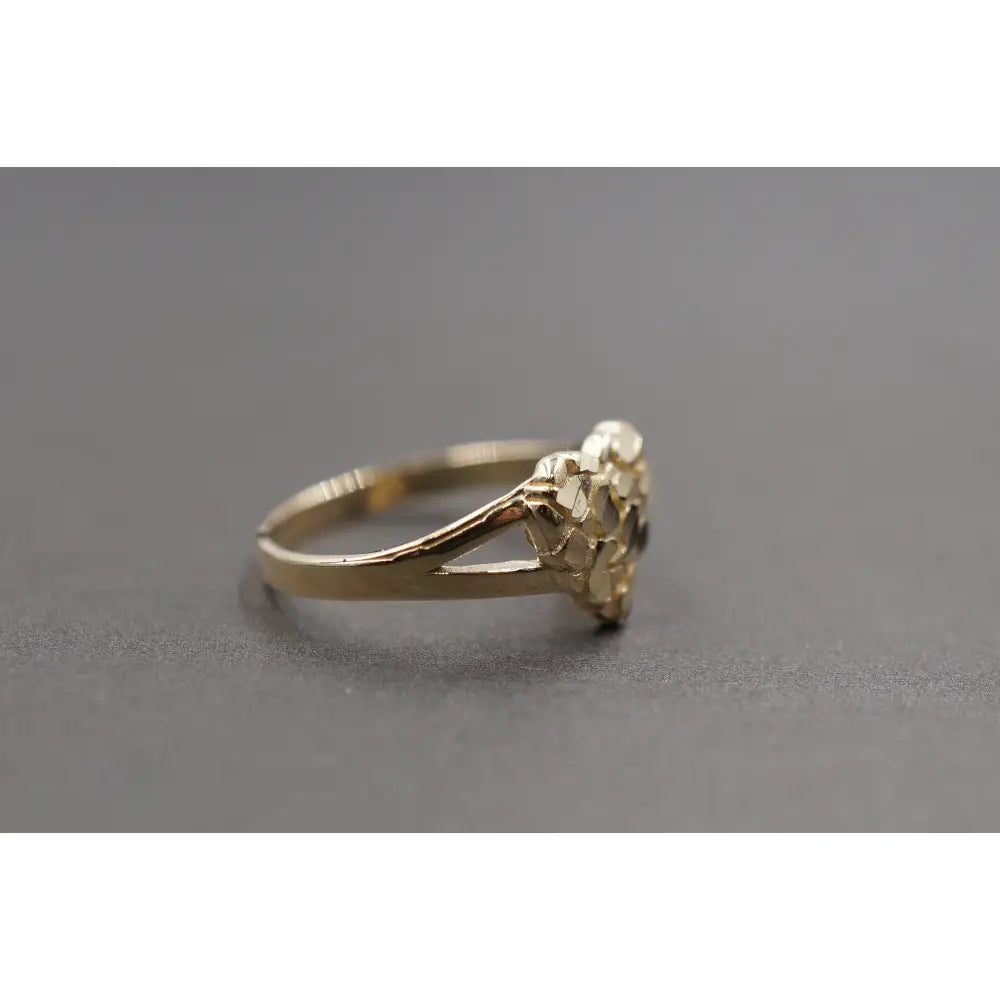 10K Yellow Gold Diamond Cut Heart Nugget Ring