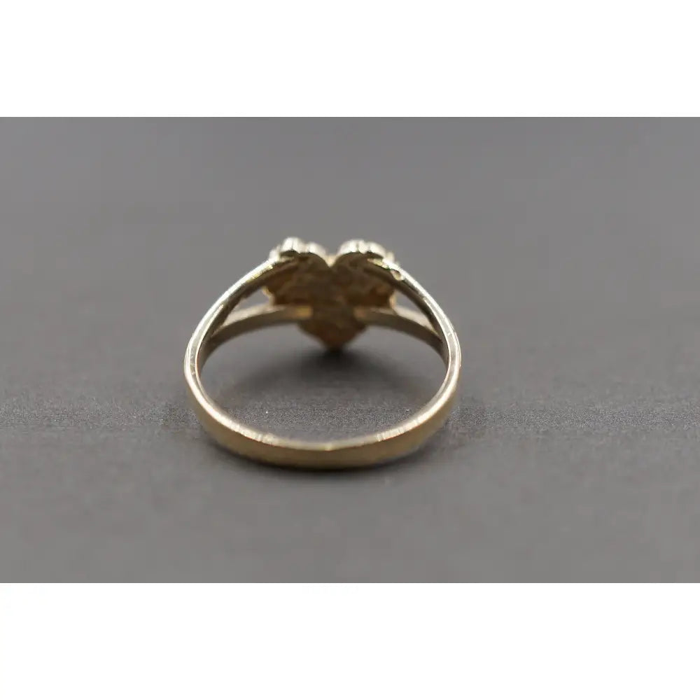 10K Yellow Gold Diamond Cut Heart Nugget Ring
