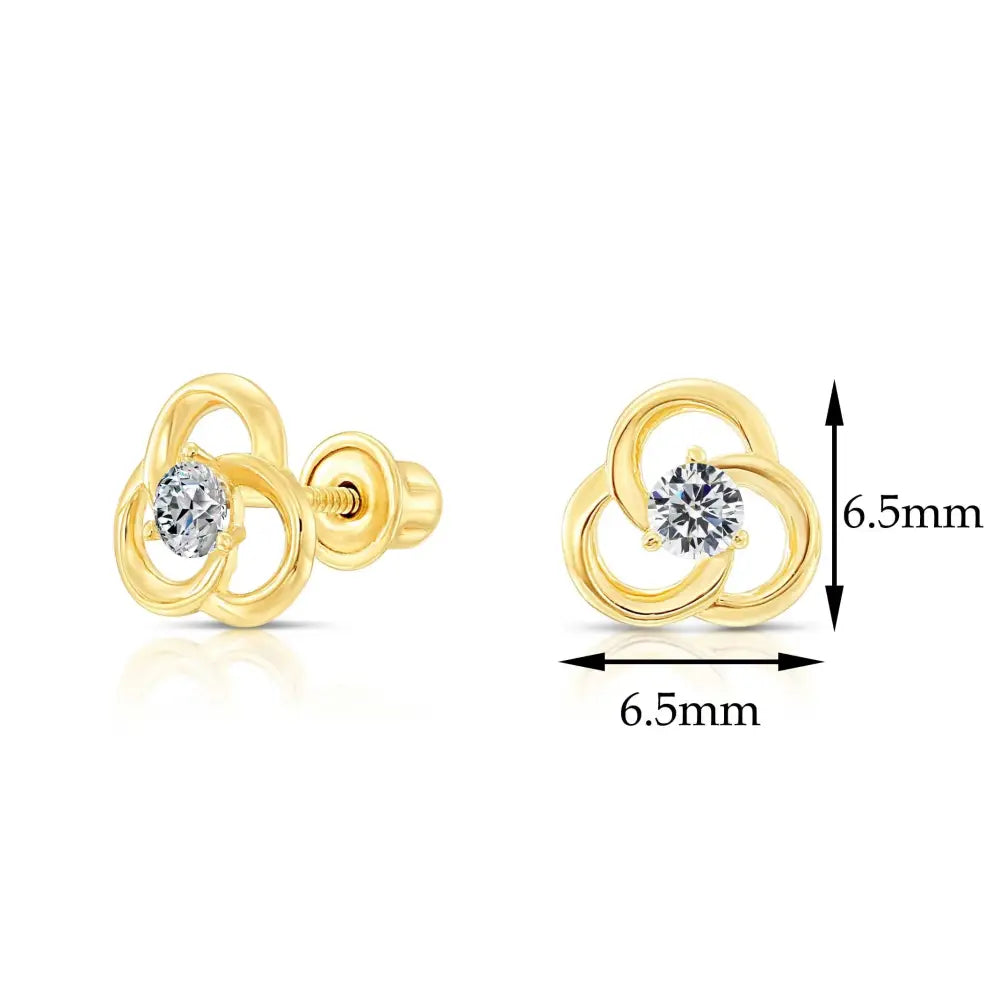 10K Yellow Gold Flower Stud Earrings