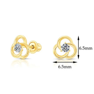 10K Yellow Gold Flower Stud Earrings
