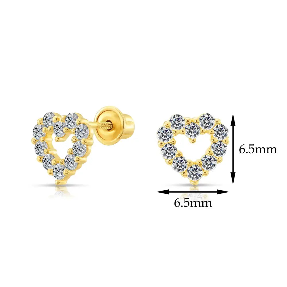 10K Yellow Gold Heart Stud Earrings