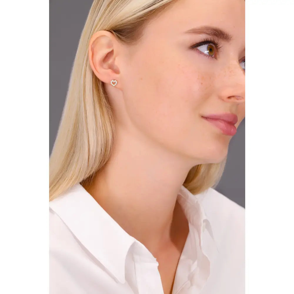 10K Yellow Gold Heart Stud Earrings