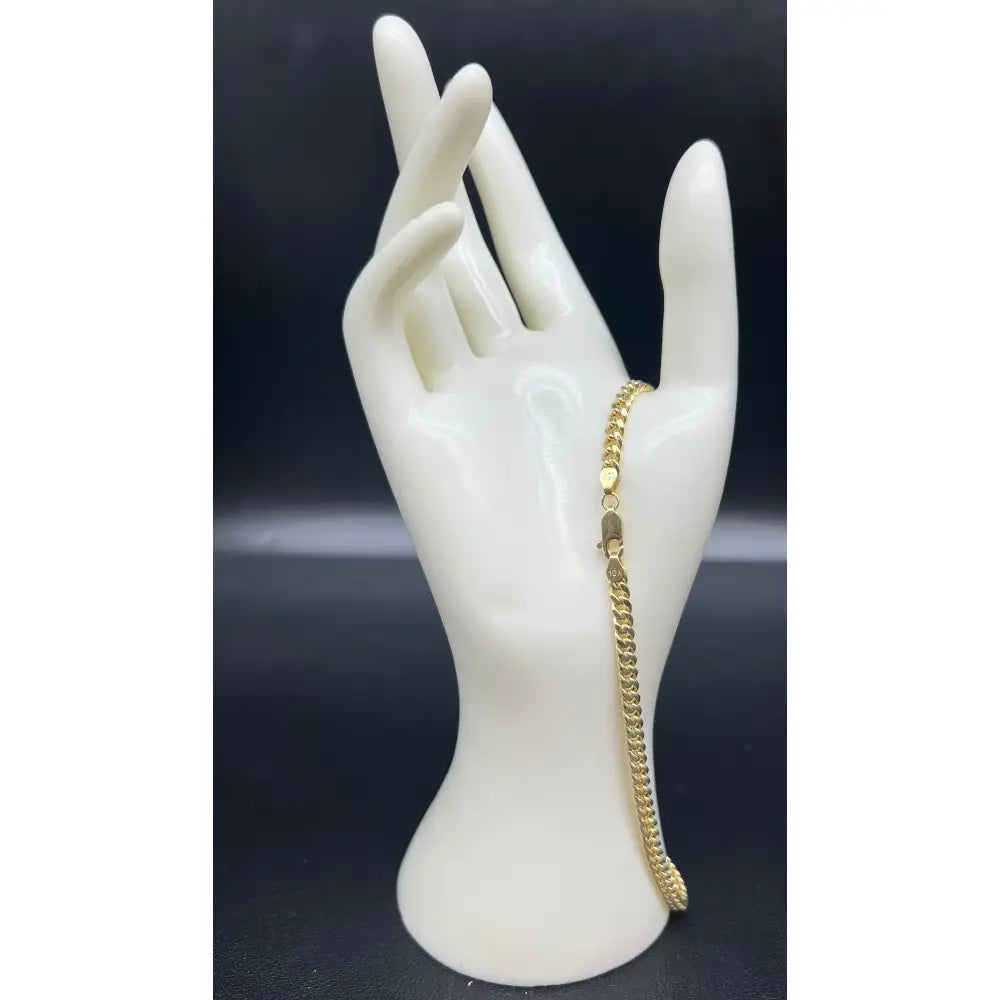 10K Yellow Gold Miami Cuban Chain Necklace Bracelet 4.5Mm, Real Gold Cuban Link Chain for Men Women, Everyday Gold Jewelry, Miami Cuban