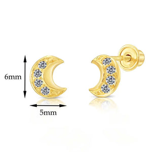 10K Yellow Gold Moon Crescent Stud Earrings