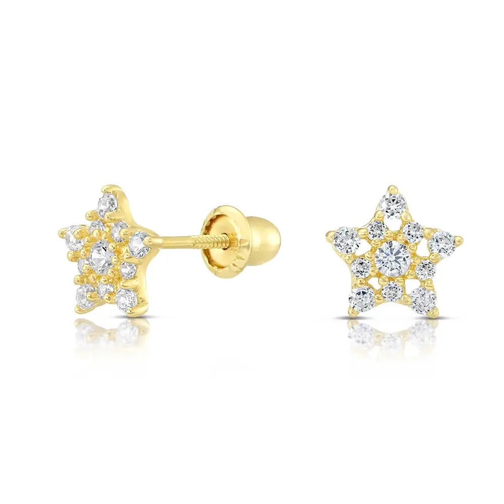 10K Yellow Gold Star Stud Earrings