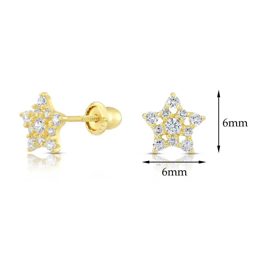 10K Yellow Gold Star Stud Earrings