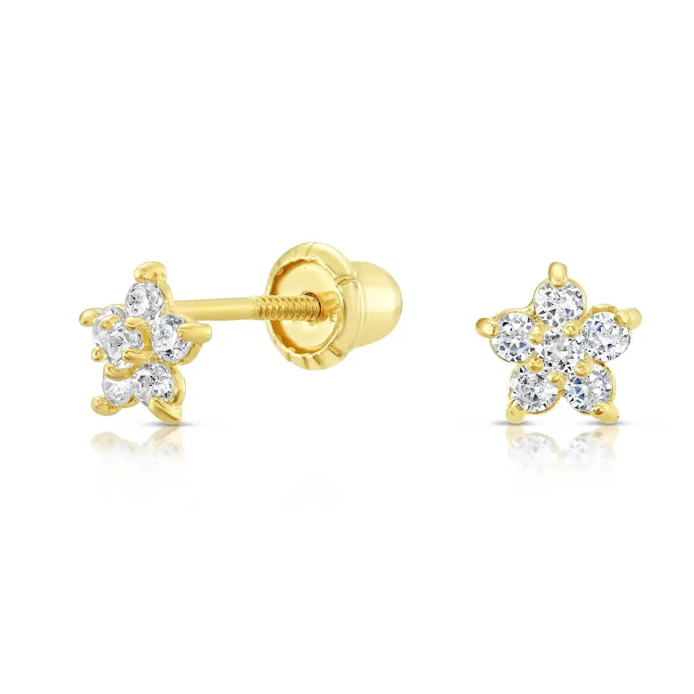 10K Yellow Gold Tiny Flower Stud Earrings