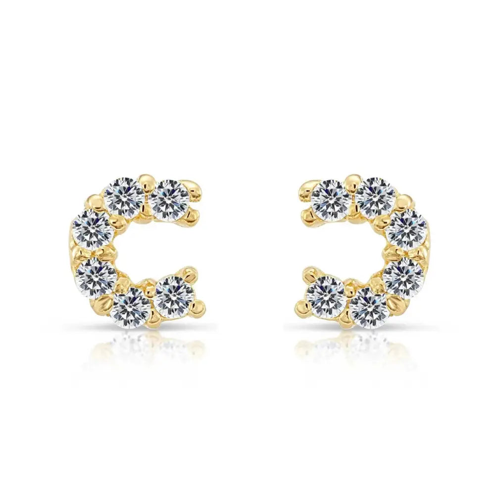 10K Yellow Gold Tiny Lucky Horseshoe Stud Earrings
