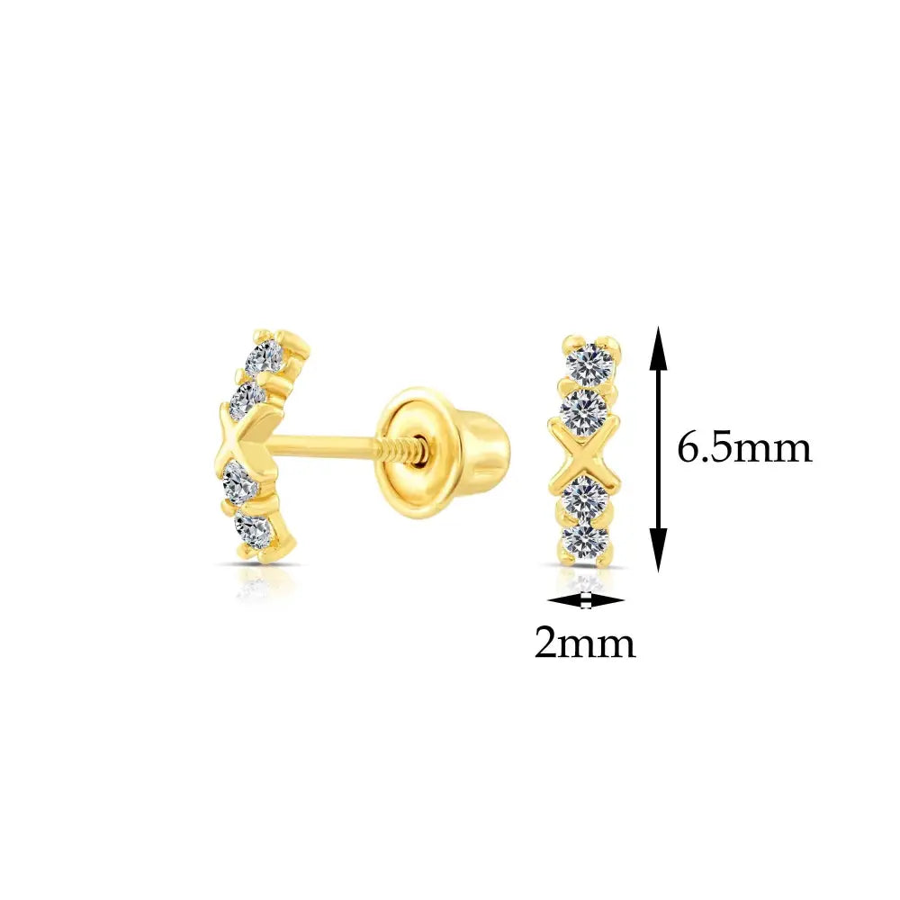 10K Yellow Gold Tiny XO Stud Earrings
