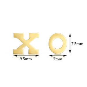 10K Yellow Gold XO Stud Earrings, Hugs and Kisses